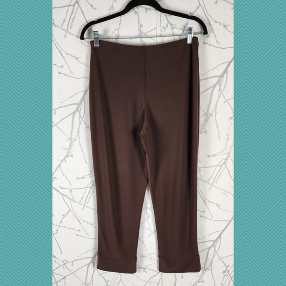 Sympli Maroon Stretch Knit High Rise Cuffed Ankle Pants - Picture 2 of 5